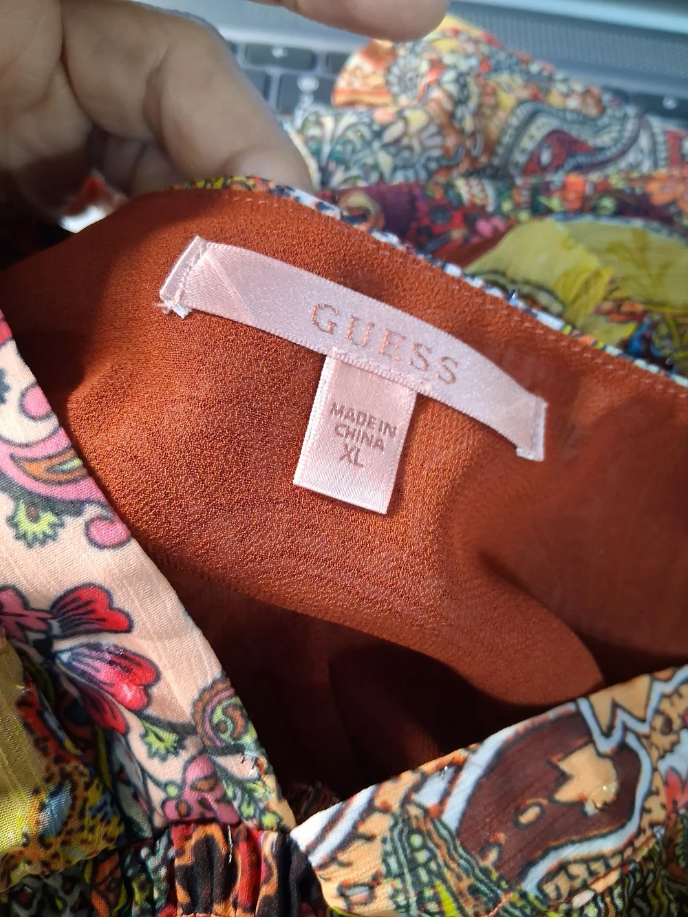 GUESS Eco Paisley Fields Print Peplum Top (Fits Medium/Large)